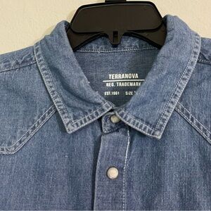 Men’s Denim Shirt Pearl Snaps Terranova Size XXL Chest Pockets